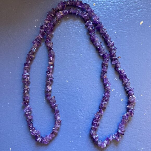 Amethyst Chip Single Strand Necklace - Picture 4 of 5